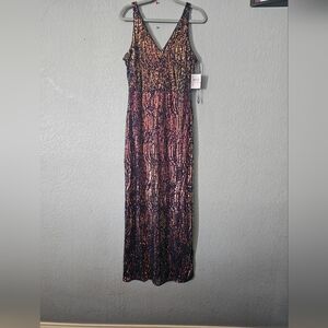 RM Richards Night Way Women Multicolor Sequins V-Neck  Maxi Dress Size 10 New